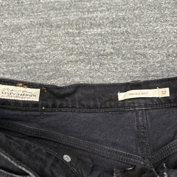 Levi's Premium Ribcage Bootcut Jeans Women 32 Black Premium Boot Western Stretch - Picture 9 of 12